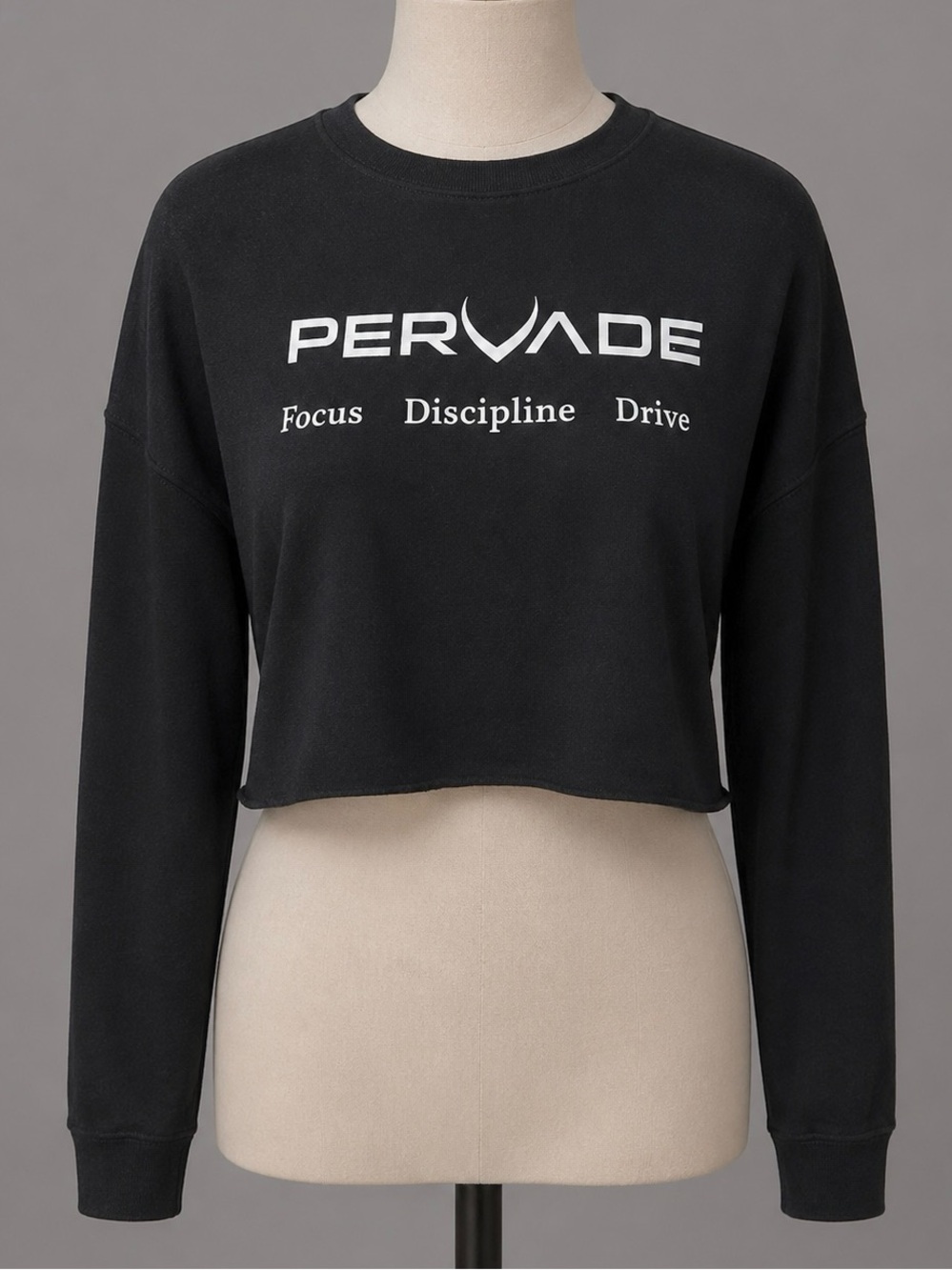 Black Cropped "Pervade" Sweatshirt Shirt Top